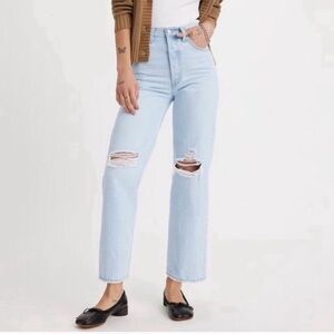 Levi's Light Blue Straight Leg Ripped Jeans